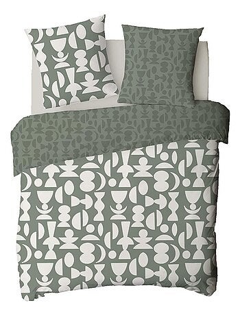 Future Home - Parure de lit 2 personnes en coton 57 fils imprimé vert