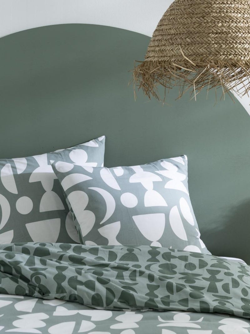 Future Home - Parure de lit 2 personnes en coton 57 fils imprimé vert Vert - Kiabi