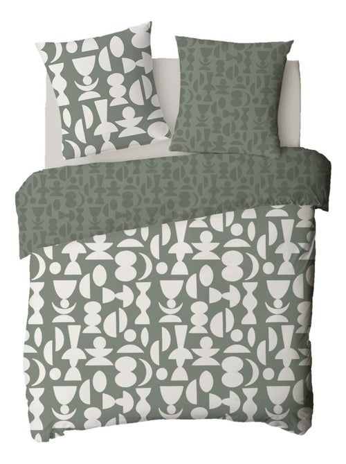 Future Home - Parure de lit 2 personnes en coton 57 fils imprimé vert - Kiabi Future Home - Parure de lit 2 personnes en coton 57 fils imprimé vert - Kiabi