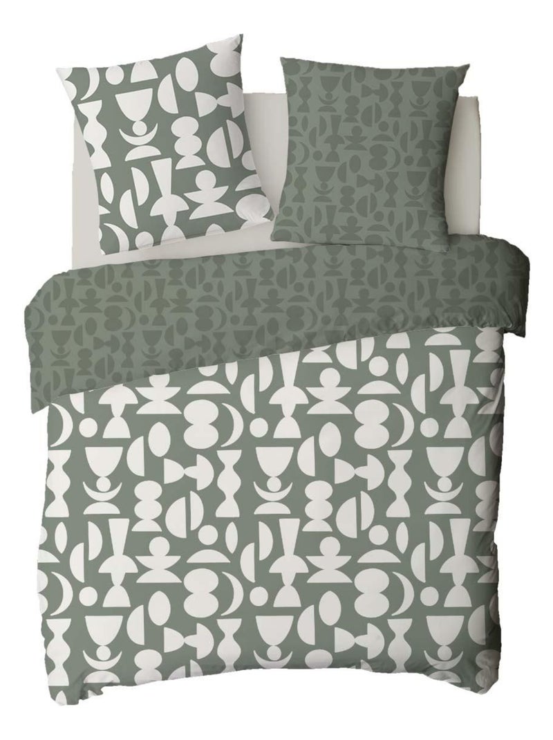Future Home - Parure de lit 2 personnes en coton 57 fils imprimé vert Vert - Kiabi