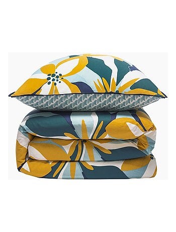 Future Home - Parure de lit 2 personnes en percale 70 fils imprimé bleu