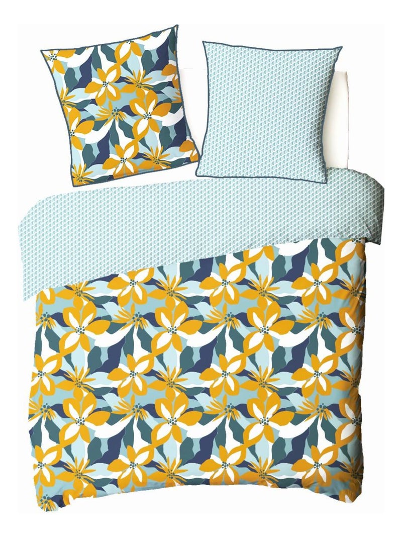 Future Home - Parure de lit 2 personnes en percale 70 fils imprimé bleu Bleu - Kiabi