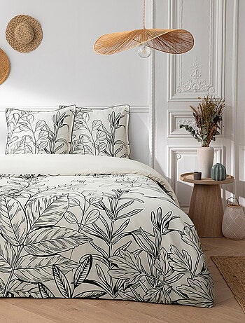 Future Home - Parure de lit 2 personnes en satin de coton imprimé végétal