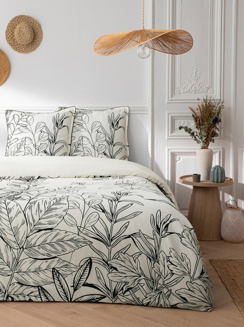 Future Home - Parure de lit 2 personnes en satin de coton imprimé végétal - Kiabi Future Home - Parure de lit 2 personnes en satin de coton imprimé végétal - Kiabi