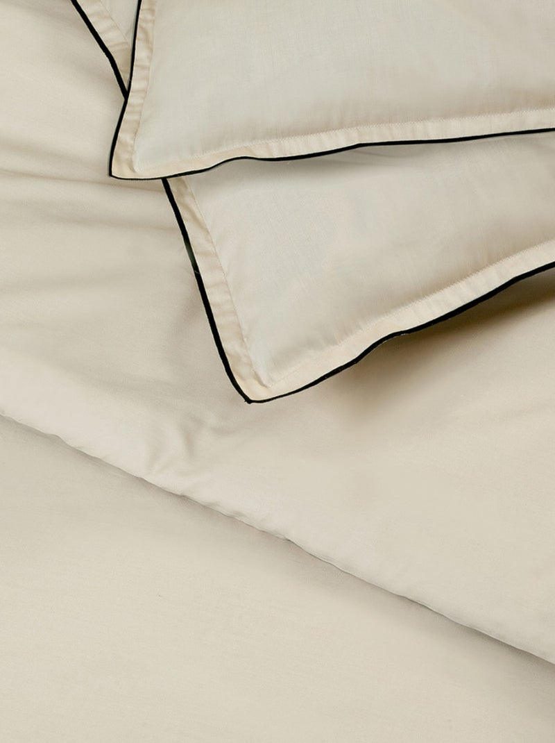 Future Home - Parure de lit 2 personnes en satin de coton unie Beige - Kiabi