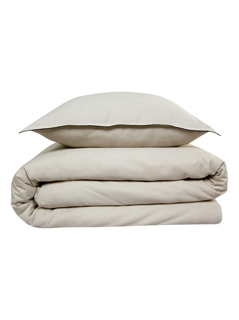 Future Home - Parure de lit 2 personnes en satin de coton unie Beige - Kiabi