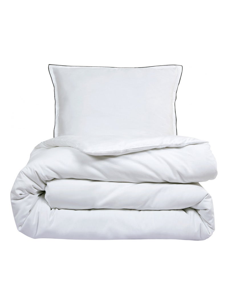 Future Home - Parure de lit 2 personnes en satin de coton unie Blanc - Kiabi