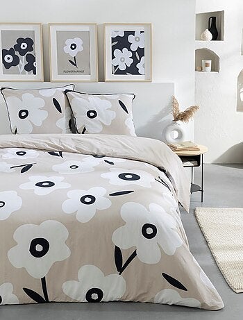 Future Home - Parure de lit 2 personnes fleur en coton