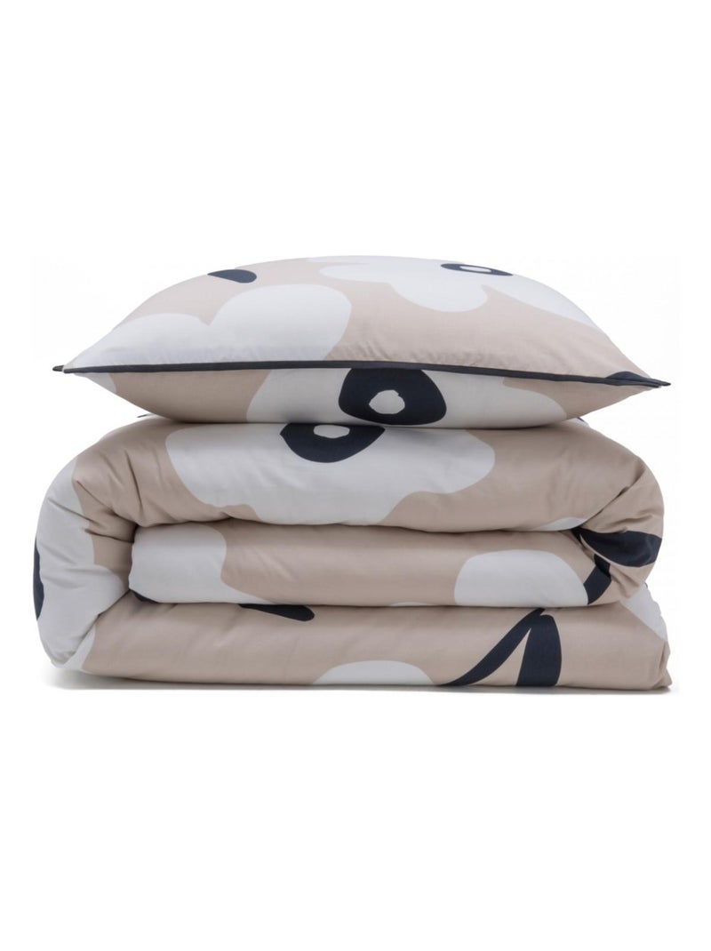 Future Home - Parure de lit 2 personnes fleur en coton Beige - Kiabi