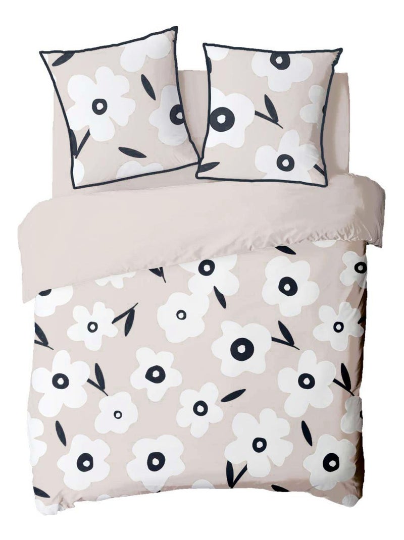Future Home - Parure de lit 2 personnes fleur en coton Beige - Kiabi
