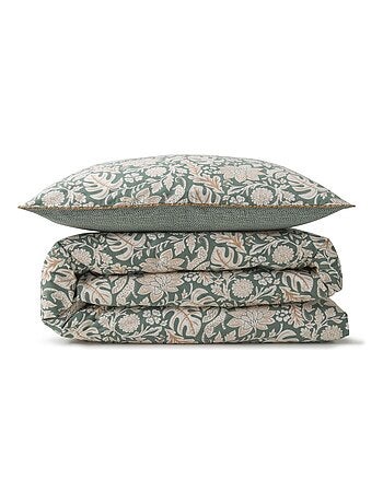 Future Home - Parure de lit 2 personnes floral et pois en coton