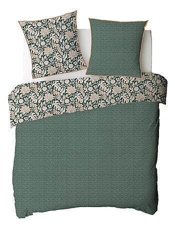 Future Home - Parure de lit 2 personnes floral et pois en coton