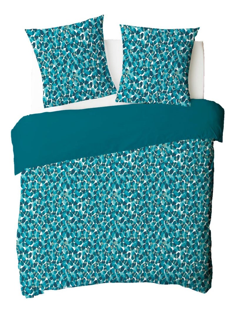 Future Home - Parure de lit 2 personnes géométrique marine en coton Bleu canard - Kiabi