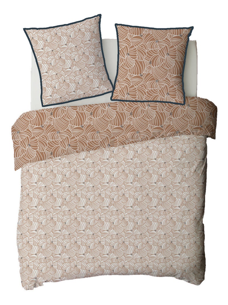 Future Home - Parure de lit 2 personnes graphique floral en coton Marron caramel - Kiabi