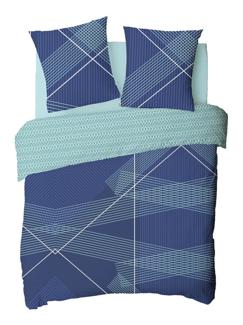 Future Home - Parure de lit 2 personnes graphique réversible Bleu - Kiabi
