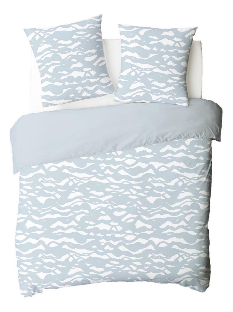 Future Home - Parure de lit 2 personnes nuage réversible en coton Bleu - Kiabi