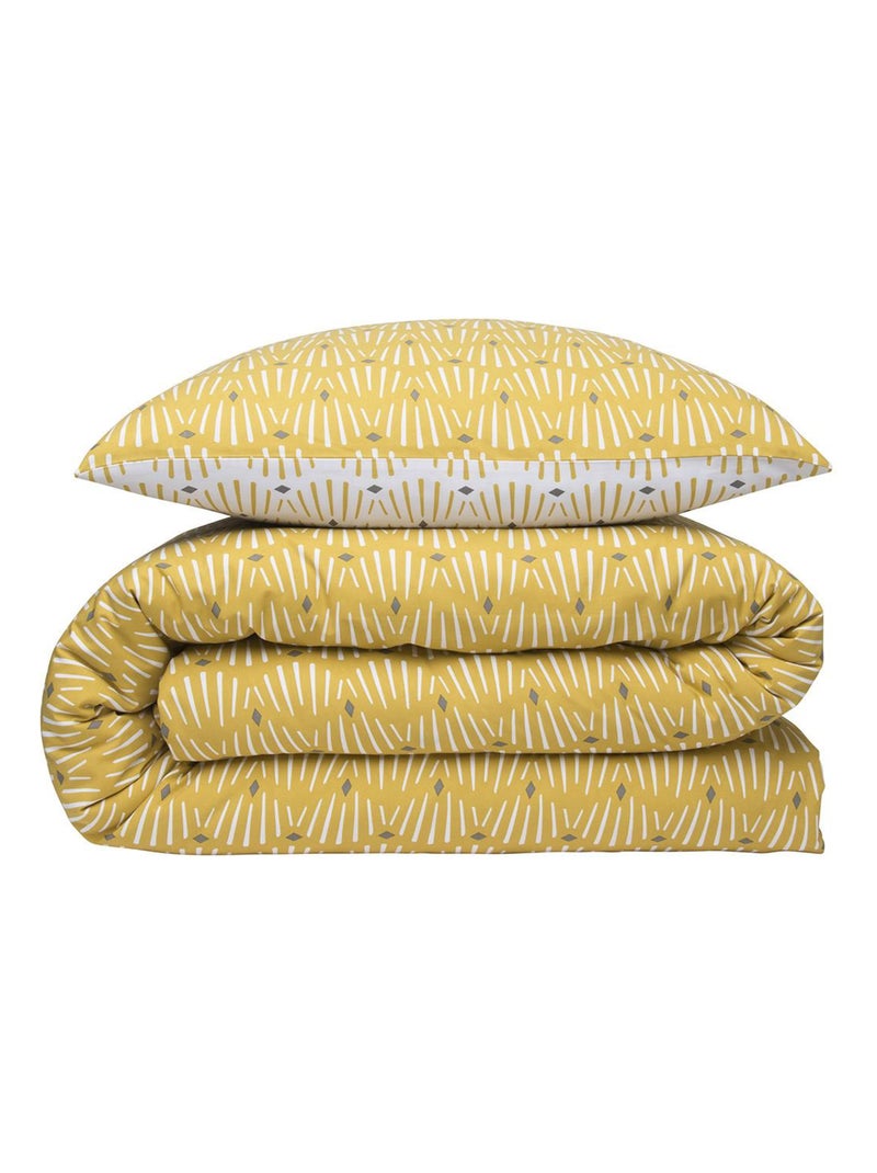 Future Home - Parure de lit 2 personnes réversible en polycoton Jaune - Kiabi