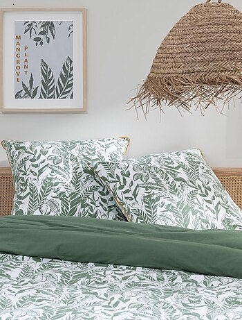 Future Home - Parure de lit 2 personnes tropical réversible unie