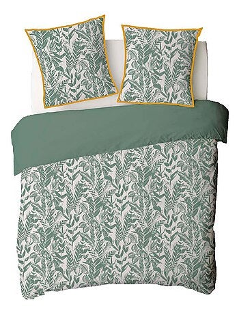 Future Home - Parure de lit 2 personnes tropical réversible unie