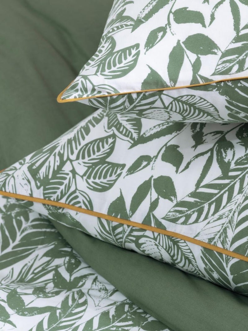 Future Home - Parure de lit 2 personnes tropical réversible unie Vert - Kiabi