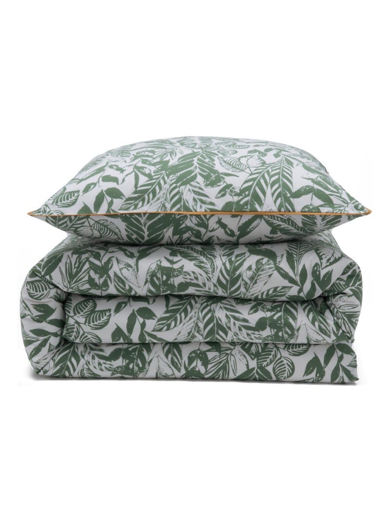 Future Home - Parure de lit 2 personnes tropical réversible unie Vert - Kiabi