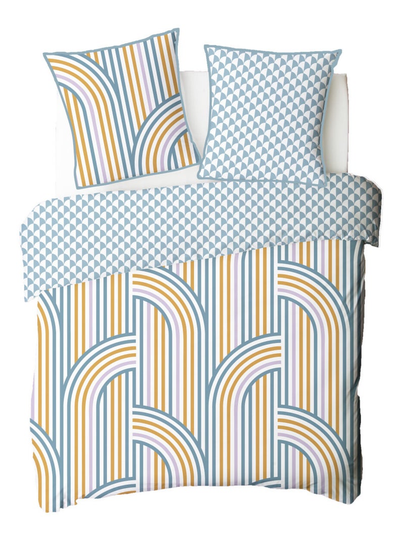 Future Home - Parure de lit double arche en microfibre lavée Bleu - Kiabi