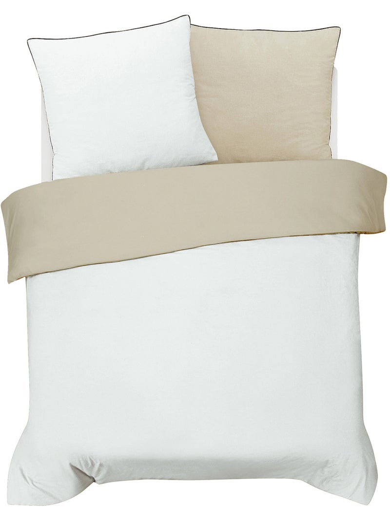 Future Home - Parure de lit double bicolore Beige - Kiabi