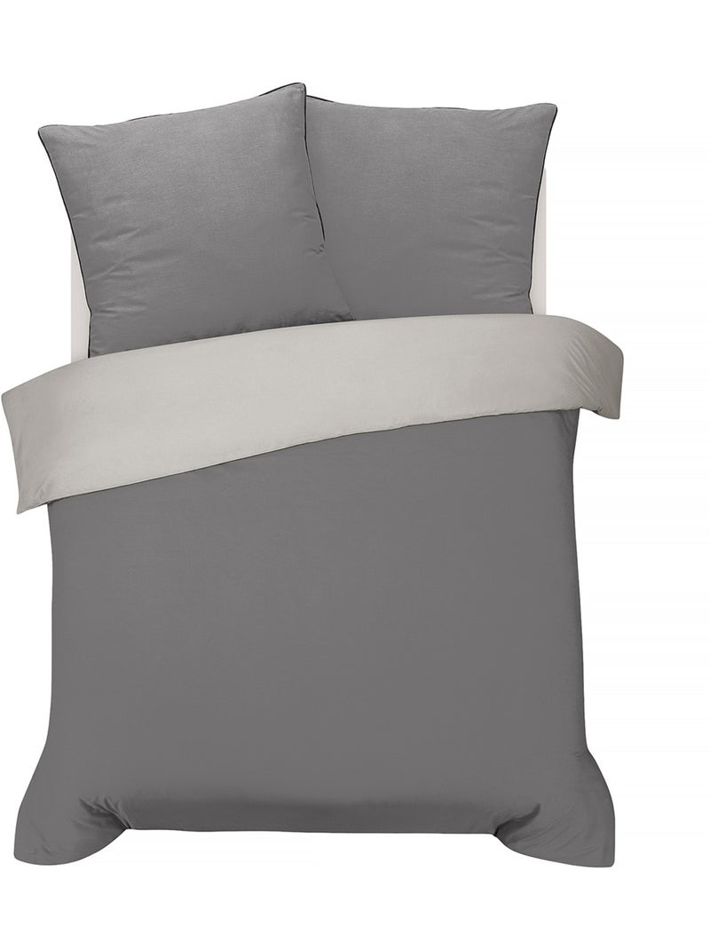Future Home - Parure de lit double bicolore Gris foncé - Kiabi