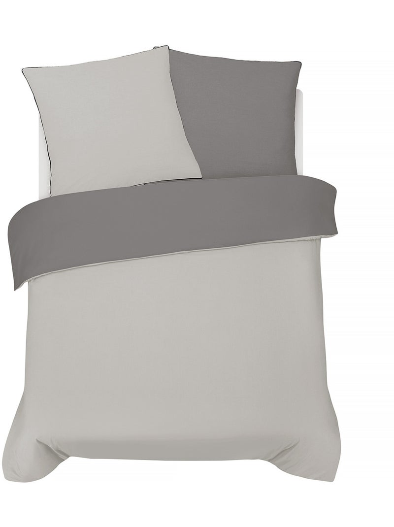 Future Home - Parure de lit double bicolore Gris foncé - Kiabi