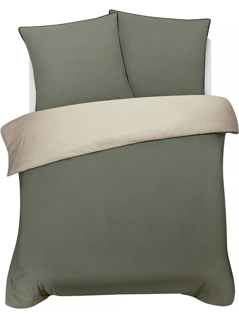 Future Home - Parure de lit double bicolore Vert kaki - Kiabi