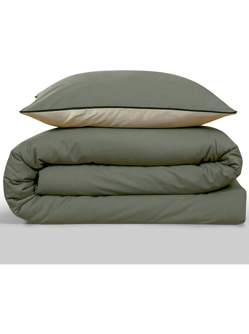 Future Home - Parure de lit double bicolore Vert kaki - Kiabi