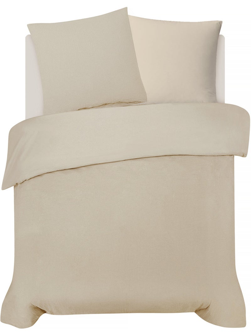 Future Home - Parure de lit double en gaze de coton Beige - Kiabi