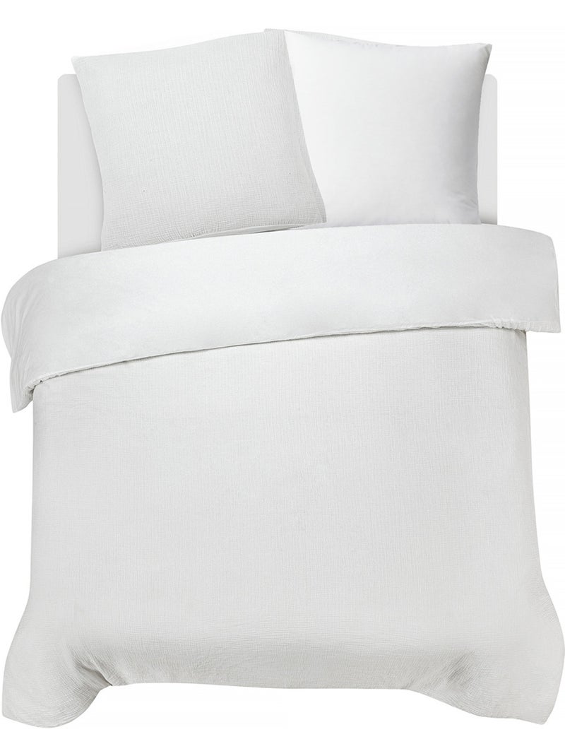 Future Home - Parure de lit double en gaze de coton Blanc - Kiabi