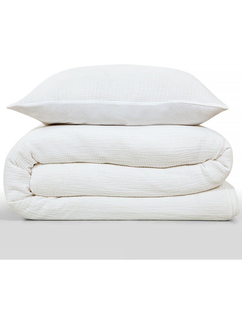 Future Home - Parure de lit double en gaze de coton Blanc - Kiabi