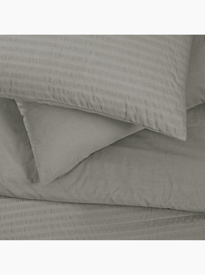 Future Home - Parure de lit double en seersucker Gris foncé - Kiabi