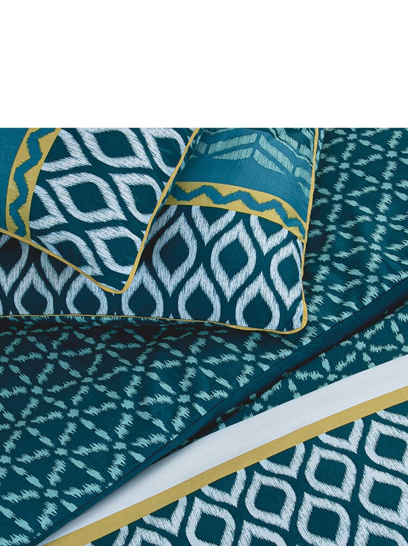 Future Home - Parure de lit double ethnique en microfibre lavée Bleu pétrole - Kiabi