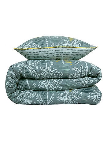 Future Home - Parure de lit double palmiers en microfibre lavée
