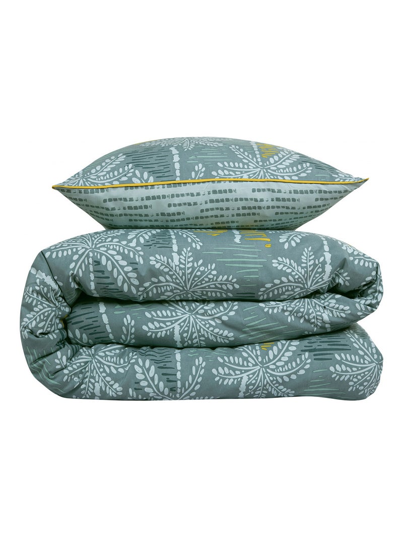 Future Home - Parure de lit double palmiers en microfibre lavée Vert - Kiabi