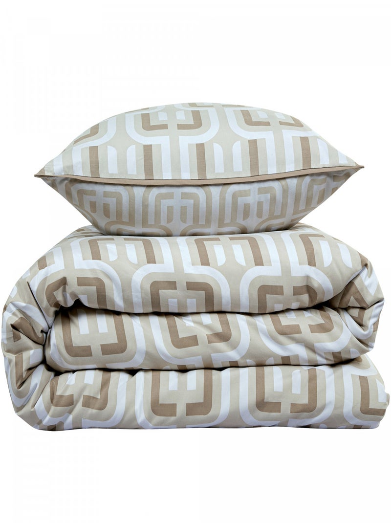 Future Home - Parure de lit double rétro en microfibre lavée Beige - Kiabi