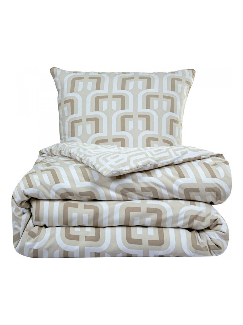 Future Home - Parure de lit double rétro en microfibre lavée Beige - Kiabi