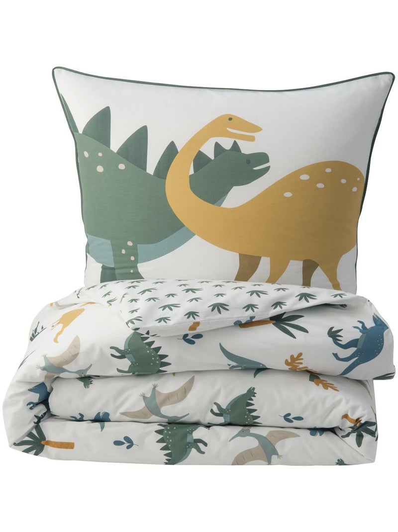 Future Home - Parure de lit enfant en coton imprimé dinosaure Blanc - Kiabi