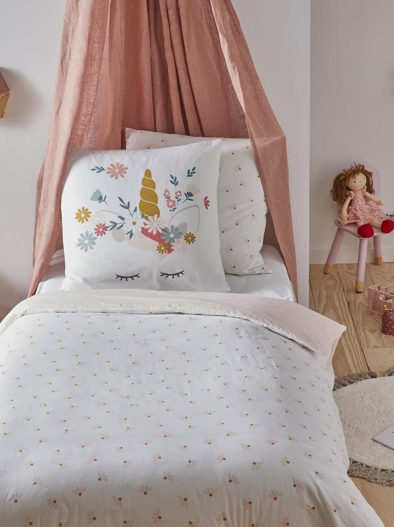 Future Home - Parure de lit enfant en coton imprimé rose Licorne Rose - Kiabi
