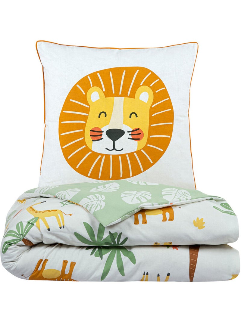 Future Home - Parure de lit enfant lion jungle réversible Blanc - Kiabi