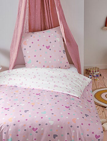 Future Home - Parure de lit enfant pois et cœurs réversible
