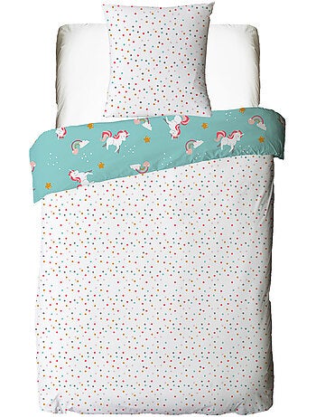 Future home - parure de lit enfant réversible imprimé licorne