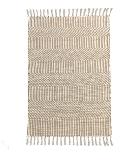 Future Home - Tapis déco à franges en jute et coton - Kiabi