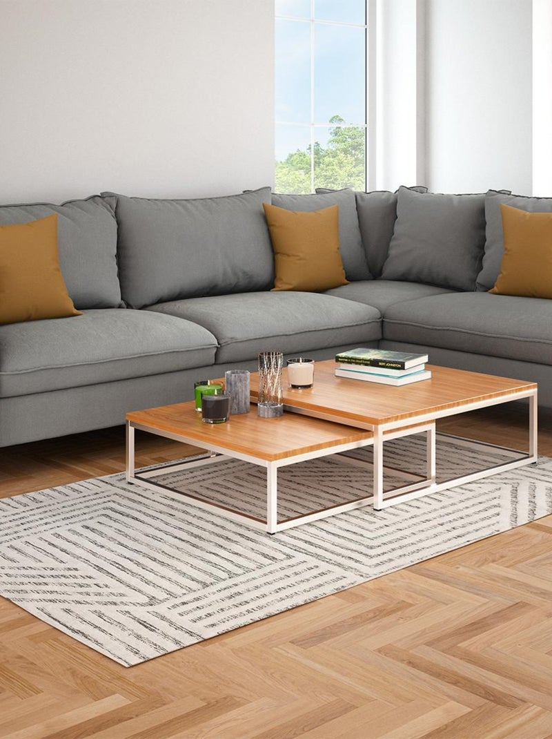 Future Home - Tapis déco géométrique en coton Noir Blanc - Kiabi