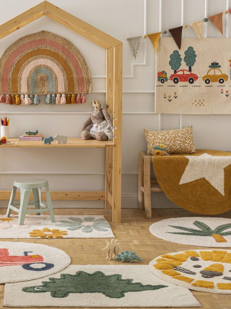 Future Home - Tapis enfant à fleurs en coton tufté Blanc - Kiabi