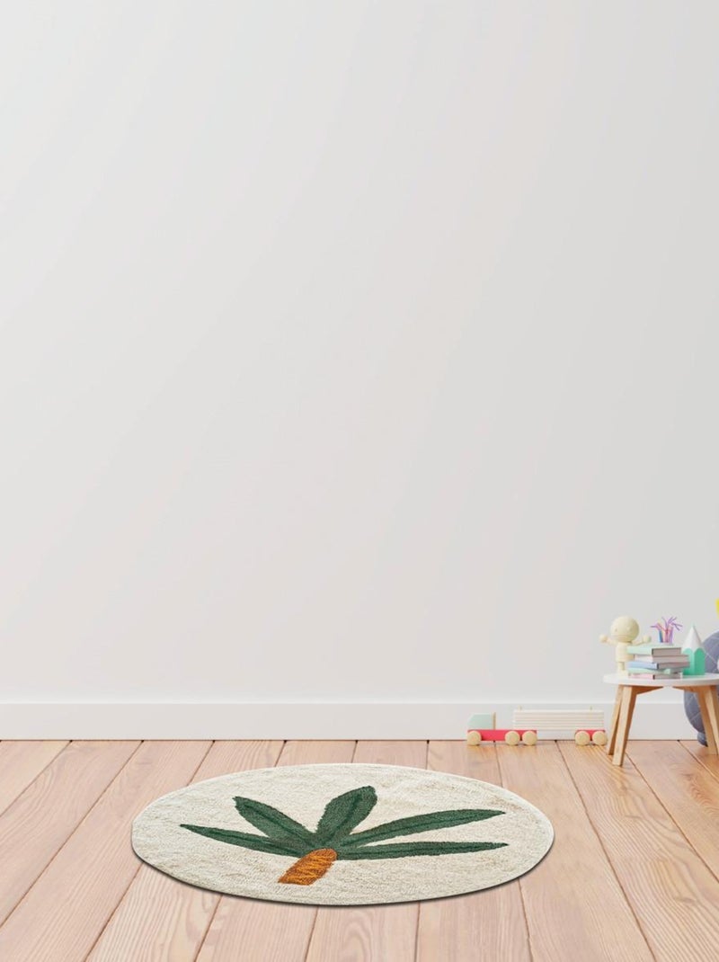 Future Home - Tapis enfant rond palmier en coton Blanc - Kiabi