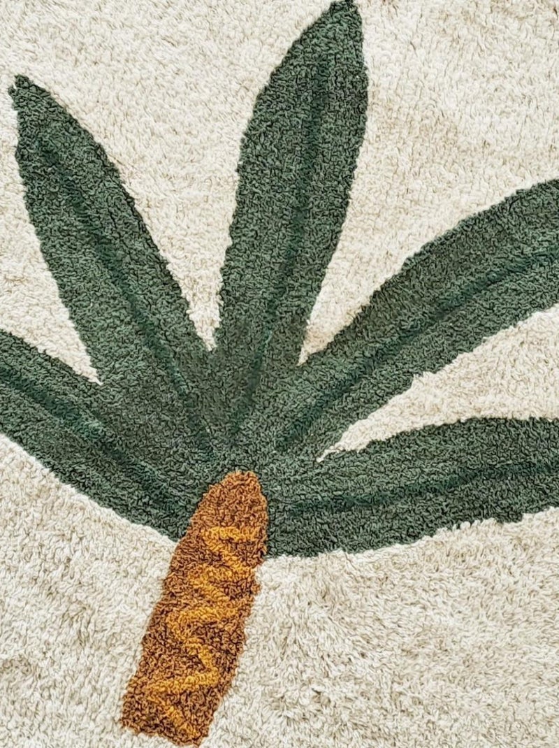 Future Home - Tapis enfant rond palmier en coton Blanc - Kiabi